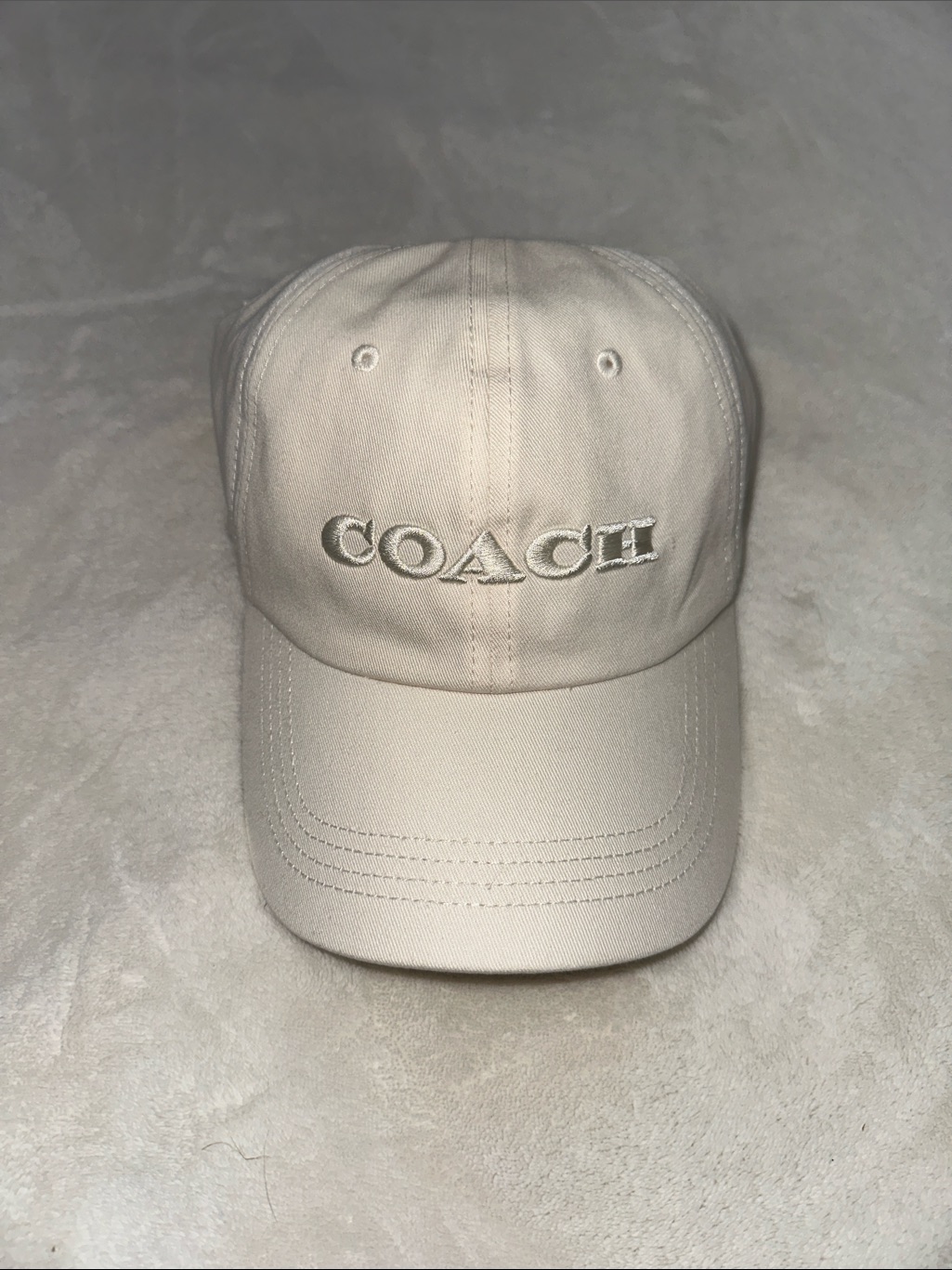 Coach Neutral Beige Embroidered Logo Baseball Cap